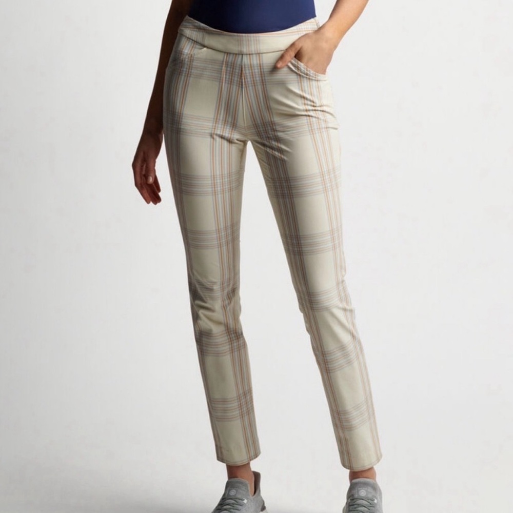 Peter Millar Women's Dynamite Technical Golf Pants In Ivory Plaid Sz 2